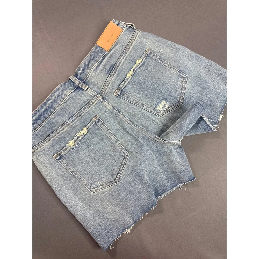 Dear John Ivy High Rise Distressed Denim Shorts Light Wash Size 28 NEW